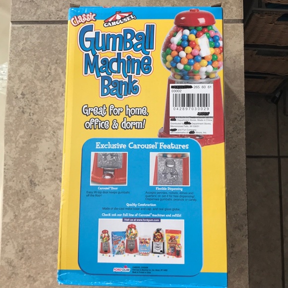 Classic Carousel 12” Tall Gumball Machine Bank - Picture 2 of 2